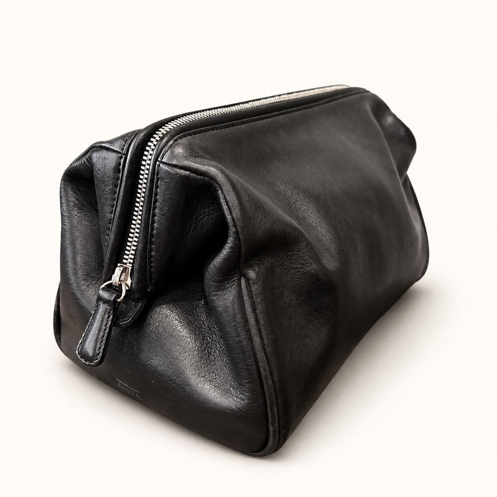 Vintage Coach C1S-5406 Black Leather Toiletry Case Dopp Kit Bag Travel Old Money